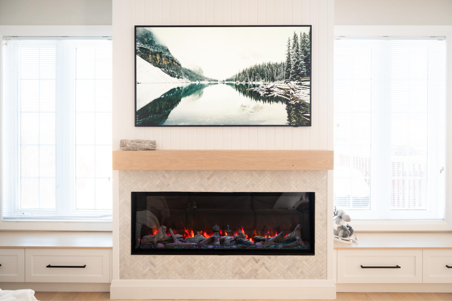 Custom home builder Whitby Ontario: modern white and oak custom home at dusk